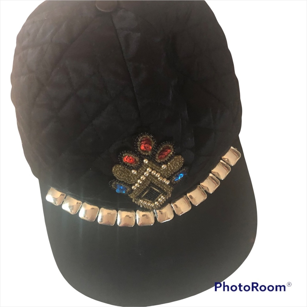 Vintage fall quilted cap beaded gold sequins